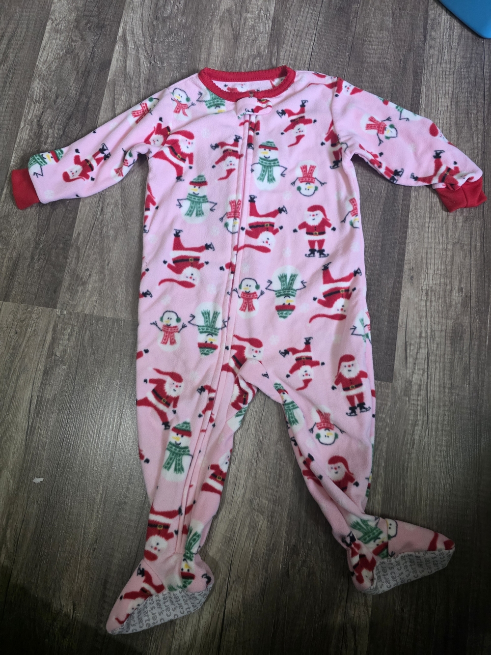 Carter's Pink Holiday Fleece Footed One-Piece